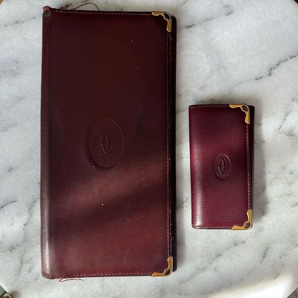 Cartier Handbags - Authentic Cartier Burgundy Wallet And Key Case Bundle